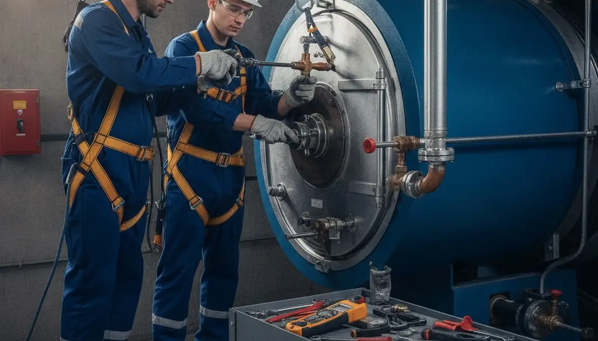 Boiler repair technician servicing a Berkeley, CA home heating system for fast diagnostics and lasting fixes