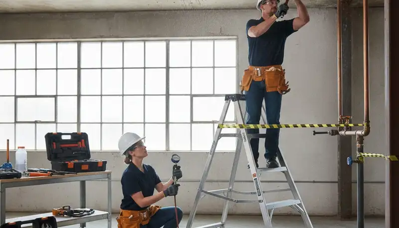 Berkeley, CA plumber repairing a leaking pipe in a home bathroom