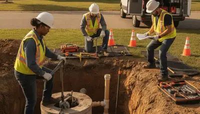 Septic repair service truck for Berkeley, CA homes by On Call Plumbers