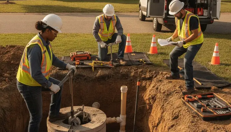 Septic repair service truck for Berkeley, CA homes by On Call Plumbers