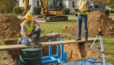 Berkeley, CA plumber inspecting septic repair on a residential service call