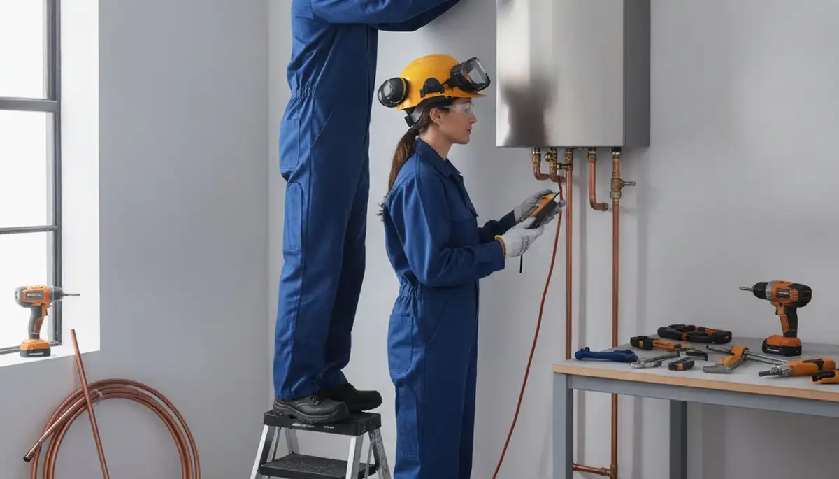 Berkeley, CA plumber installing a tankless water heater for reliable hot water service