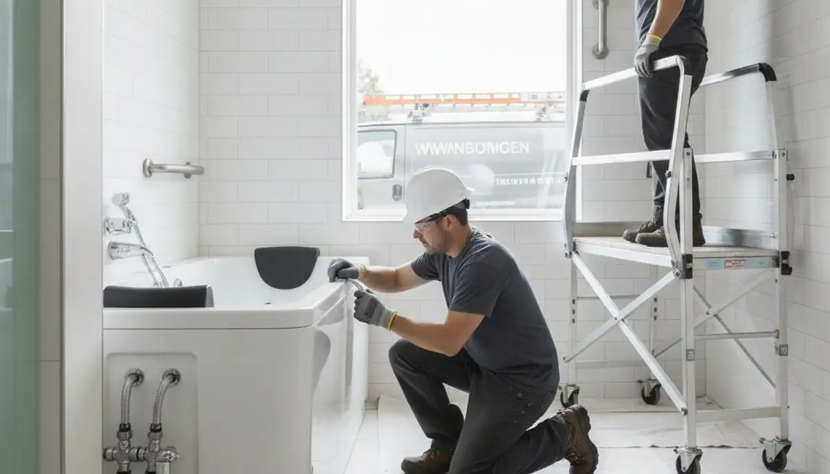 Walk-in tub installation by Berkeley, CA plumbers for safer bathing in older homes