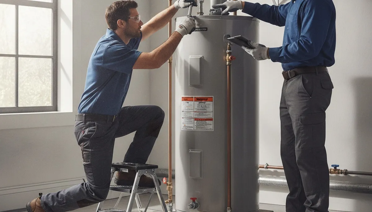 Berkeley, CA plumber repairing a water heater for local home service call